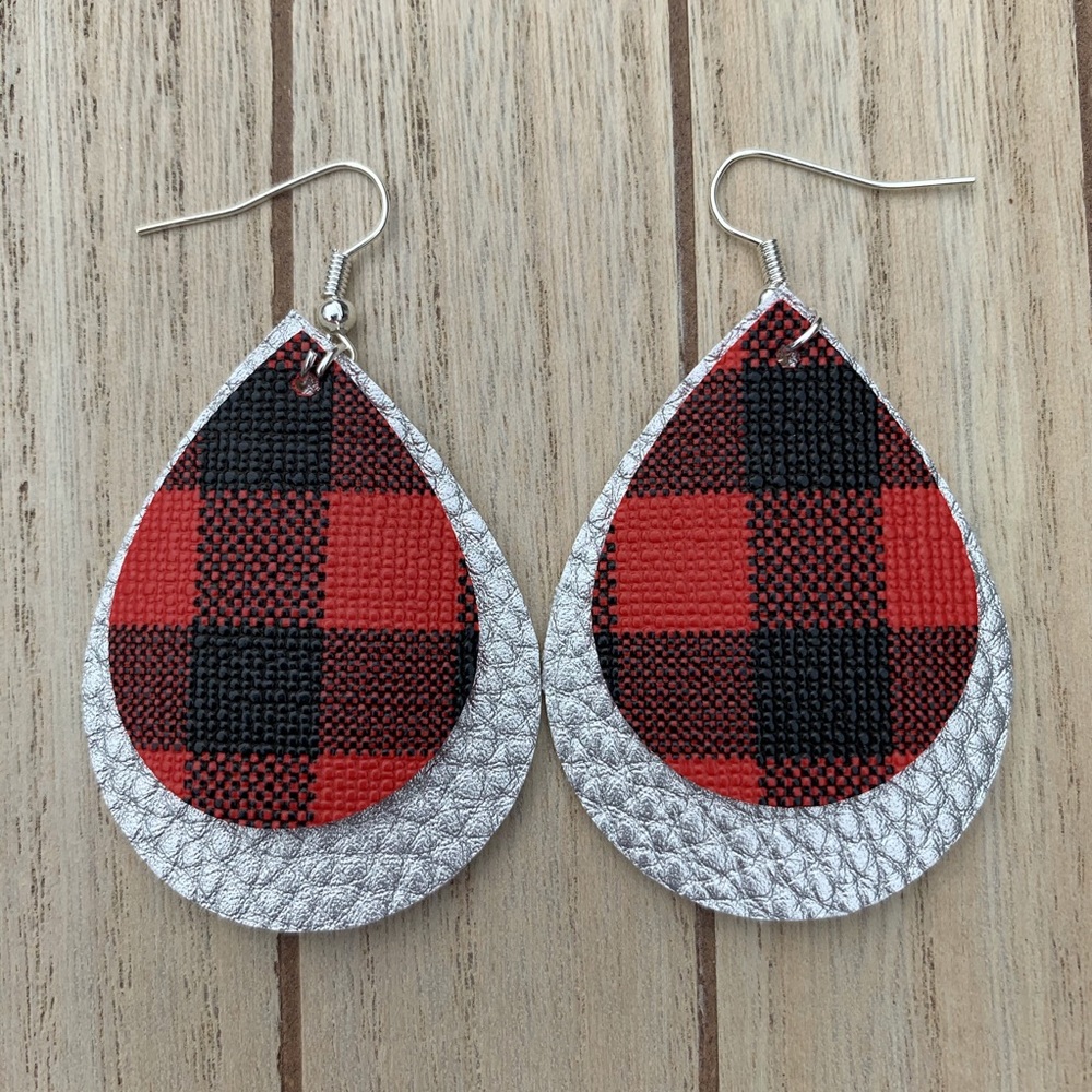 New! | Handmade Faux Leather Earrings Double